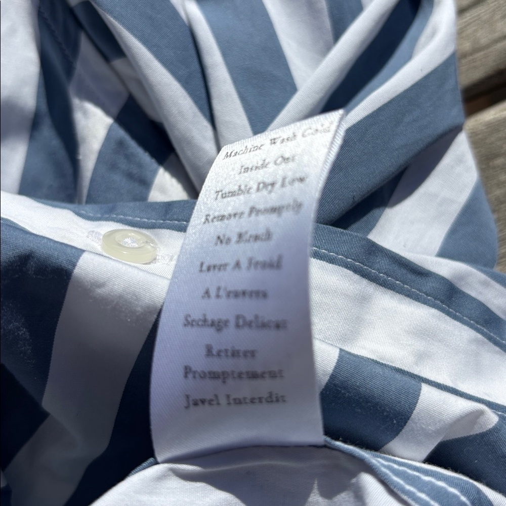 Frank & Eileen Blue and White Vertical-Stripe Button-Down Shirt - Picture 11 of 16